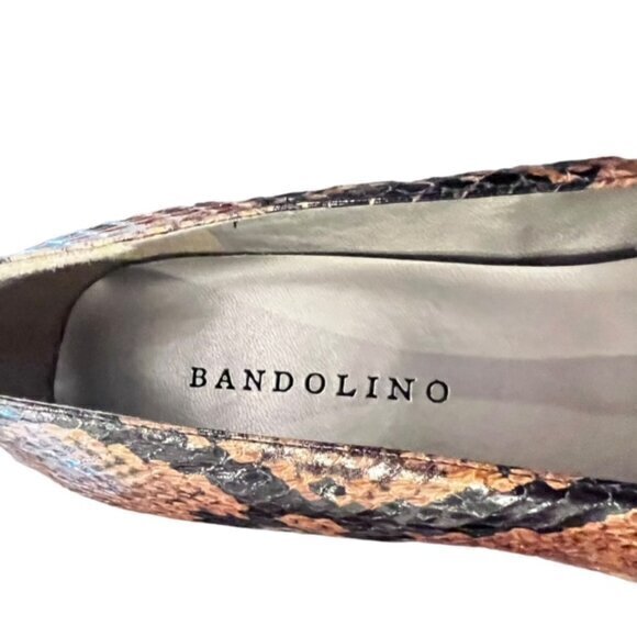 Bandolino Pumps Womens 8.5 Chunky Block Heel Square‎ Toe SNAKESKIN NIB Leather - Picture 8 of 10